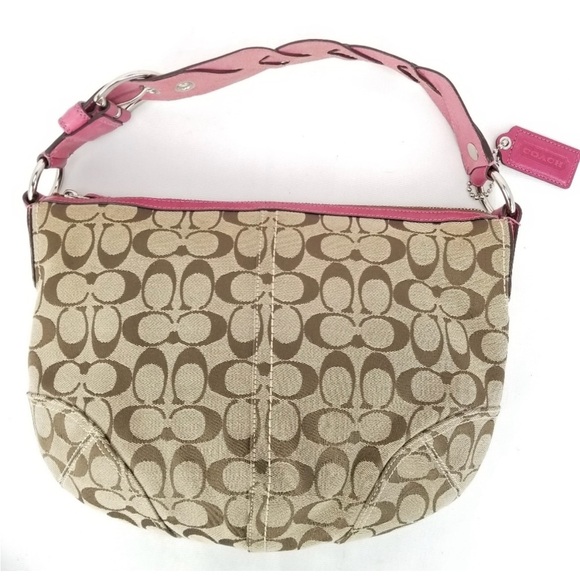 COACH Classic Hobo Handbag Tan Brown Signature Med - Picture 2 of 5